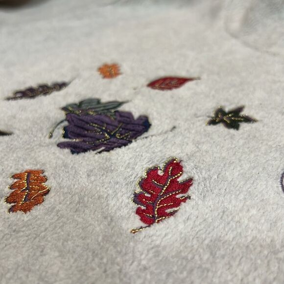 NorthCrest Fall Leaves Fleece Mock Neck Pullover Size Medium - Picture 13 of 15